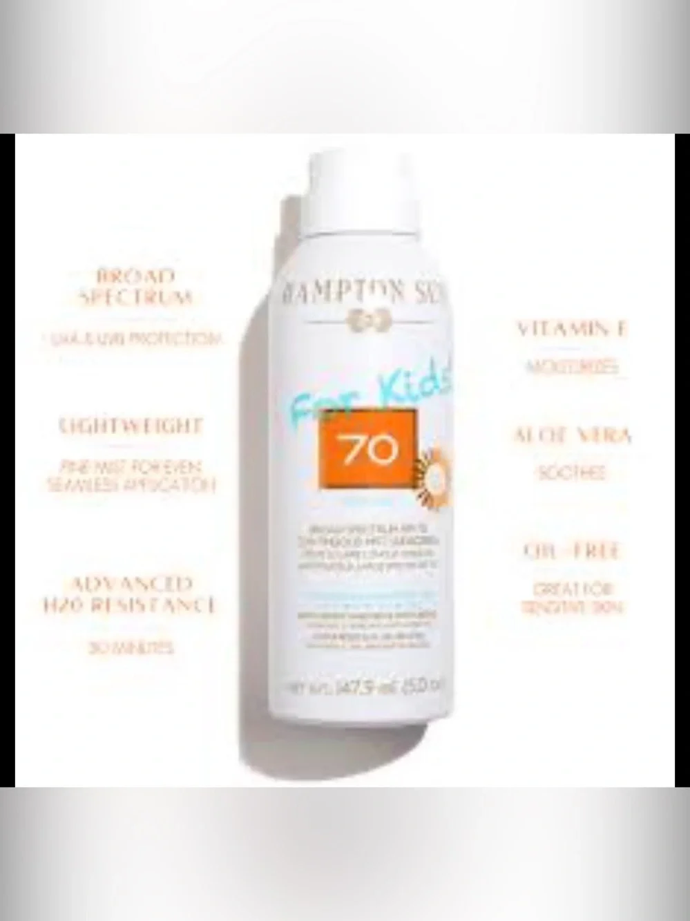 Hampton sun  SPF 70 Kids Sunscreen Spray - White